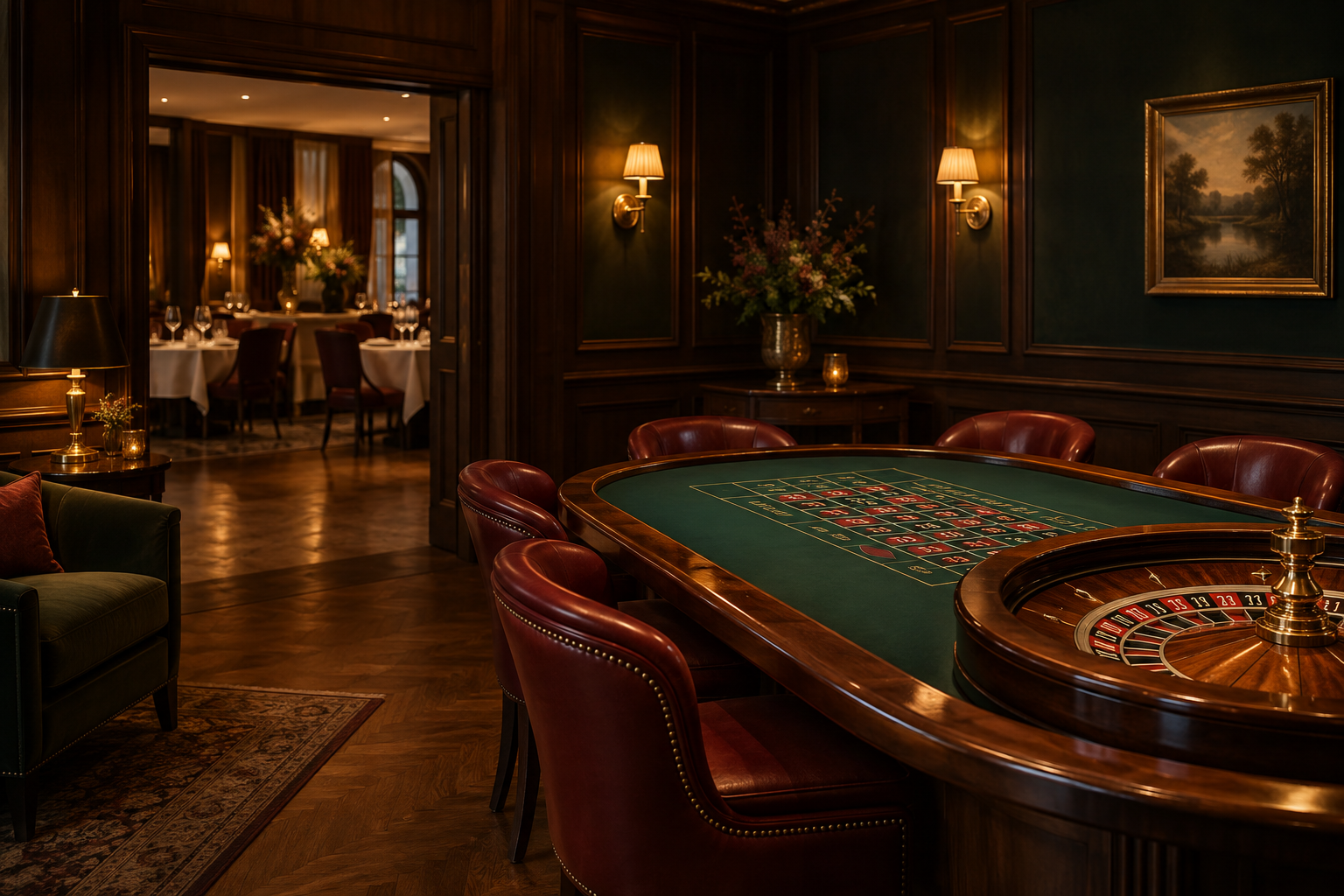 Elegancka sala kasyna z ruletką